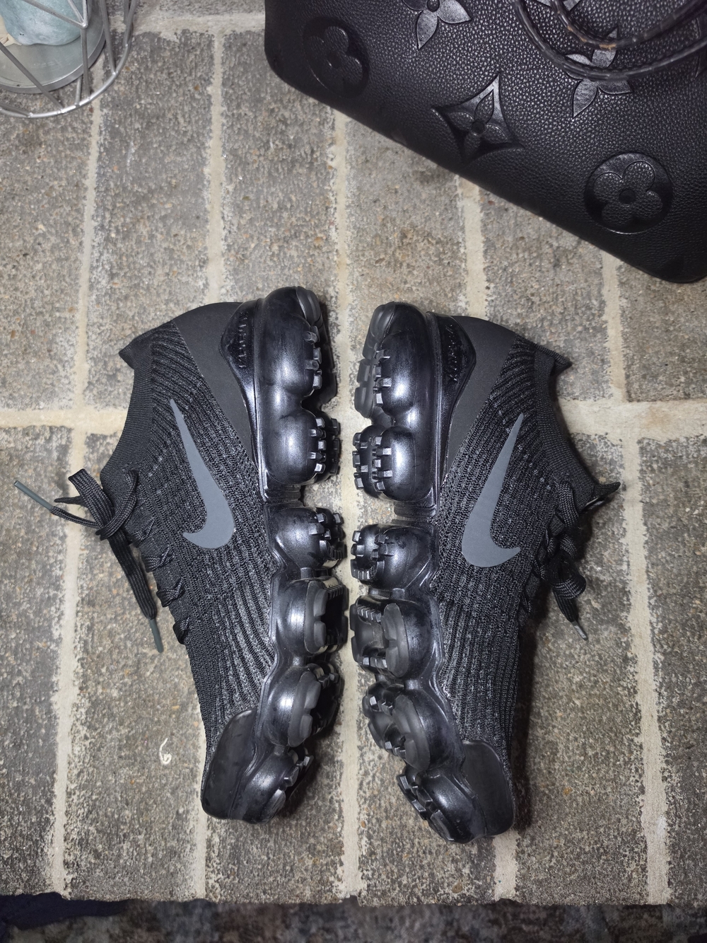 Nike Women's Black Air VaporMax+ Knit Running Shoes - Picture 6 of 7
